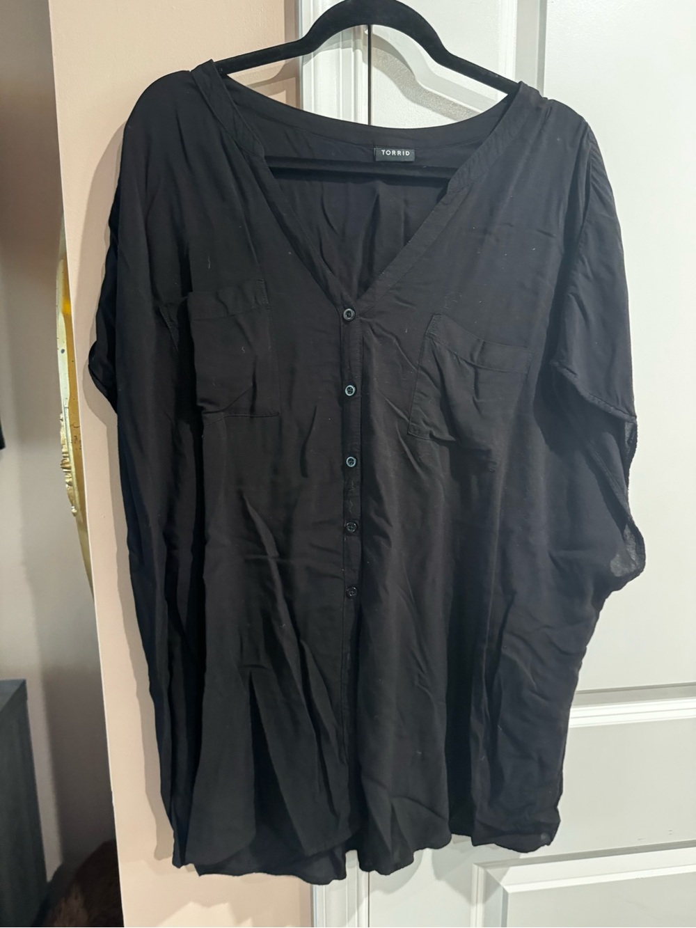 torrid Black Button-Front V-Neck Blouse